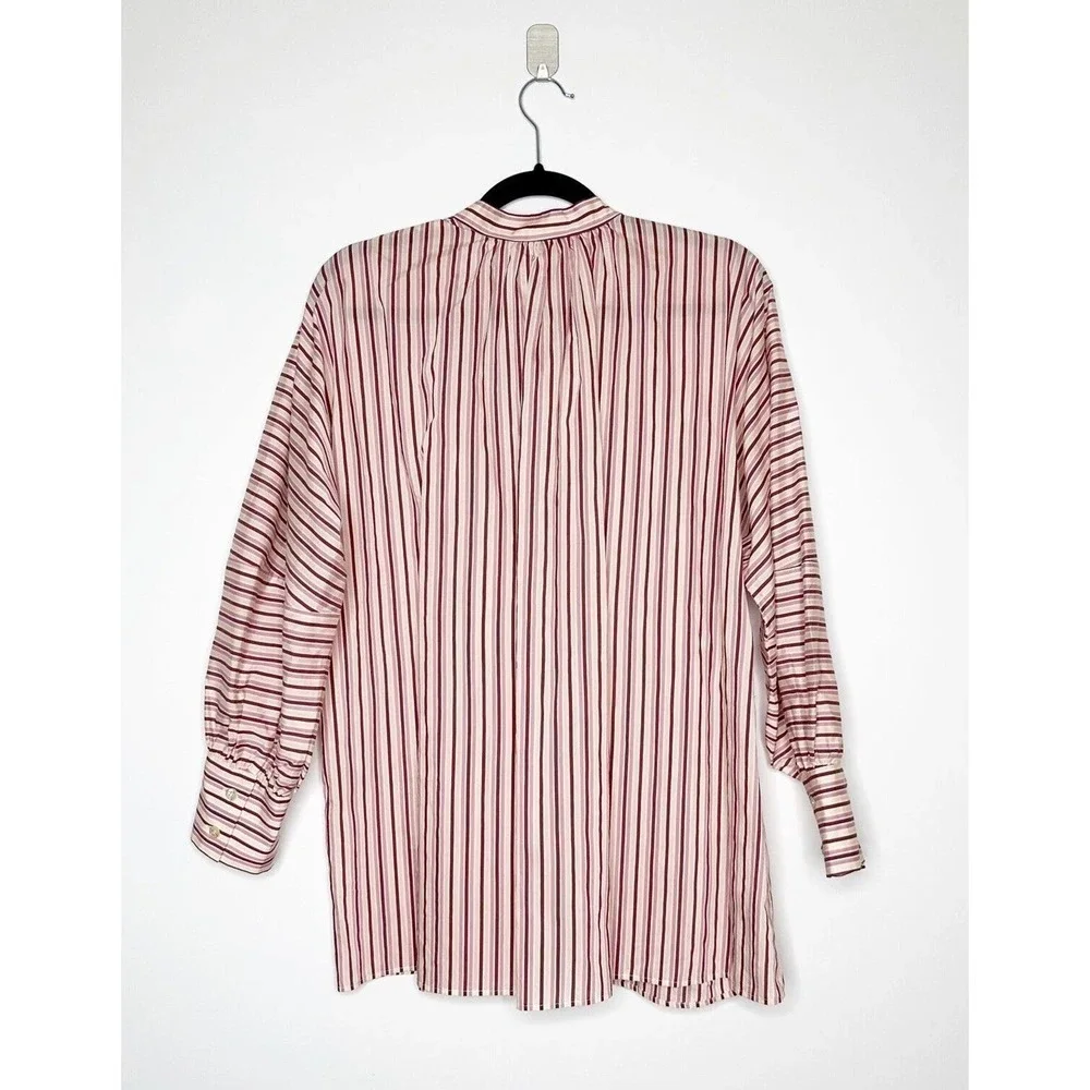 NEW BOSS Striped Bateco Shirt Top Tie Neck Long Sleeve Women's US 6 - Picture 3 of 6